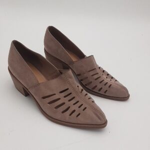 Maurices Women's Taupe Cutout Heeled Loafers Bootie 8M Vacation Casual Y2k Retro
